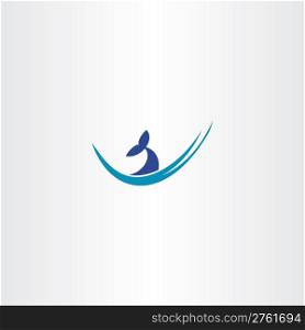 whale tail water wave logo label