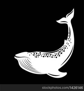 Whale. Vector illustration, flat style. Black and white. Whale. Vector illustration, flat style. Black and white.