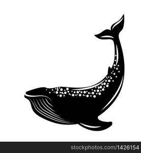 Whale. Vector illustration, flat style. Black and white. Whale. Vector illustration, flat style. Black and white.