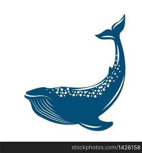 Whale. Vector illustration flat style. Isolated on white. Whale. Vector illustration, flat style. Isolated on white.