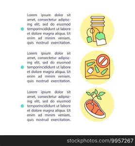 What can be composted concept icon with text. Food waste composting modern process creation. PPT page vector template. Brochure, magazine, booklet design element with linear illustrations. What can be composted concept icon with text