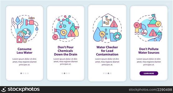 What can people do onboarding mobile app screen. Consume less water walkthrough 4 steps graphic instructions pages with linear concepts. UI, UX, GUI template. Myriad Pro-Bold, Regular fonts used. What can people do onboarding mobile app screen