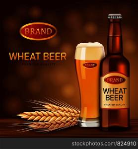 Wheat beer concept background. Realistic illustration of wheat beer vector concept background for web design. Wheat beer concept background, realistic style