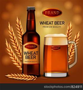 Wheat beer quality concept background. Realistic illustration of wheat beer quality vector concept background for web design. Wheat beer quality concept background, realistic style