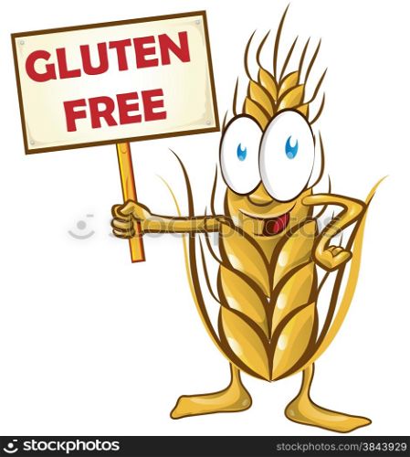 wheat cartoon with signboard . wheat cartoon with signboard isolated on white background