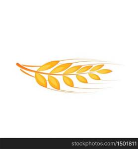 Wheat ear cartoon vector illustration. Barley, rye flat color object. Basis for baking. Source of vitamins B and fiber. Good nutrition. Dried whole grains isolated on white background. Wheat ear cartoon vector illustration