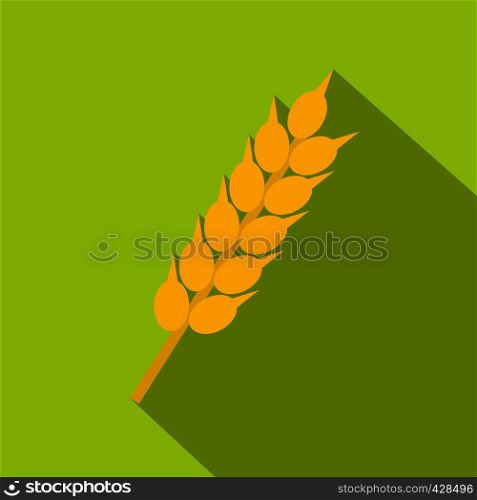 Wheat ear icon. Flat illustration of wheat ear vector icon for web isolated on lime background. Wheat ear icon, flat style