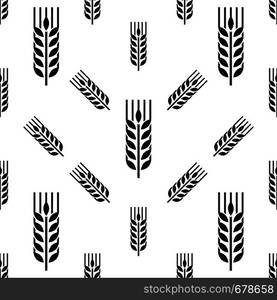 Wheat Ear Spica Icon Seamless Pattern Vector Art Illustration