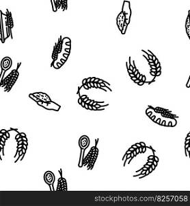 wheat grain cereal plant vector seamless pattern thin line illustration. wheat grain cereal plant vector seamless pattern