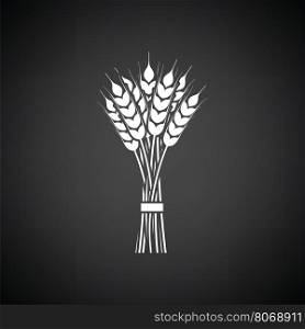Wheat icon. Black background with white. Vector illustration.