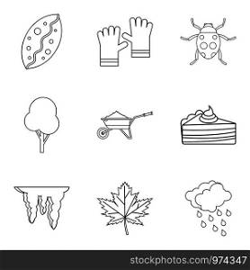 Wheat icons set. Outline set of 9 wheat vector icons for web isolated on white background. Wheat icons set, outline style