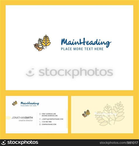 Wheat Logo design with Tagline & Front and Back Busienss Card Template. Vector Creative Design
