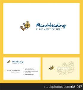 Wheat Logo design with Tagline & Front and Back Busienss Card Template. Vector Creative Design