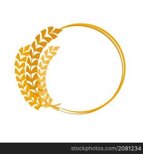 Wheat or barley ears border or frame. Harvest wheat grain, growth rice stalk and whole bread grains or field cereal nutritious rye grained agriculture products ear symbol