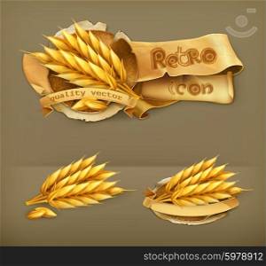 Wheat, retro vector icon