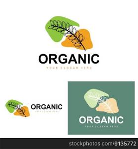 Wheat Rice Logo, Agricultural Organic Plants Vector, Luxury Design Golden Bakery Ingredients