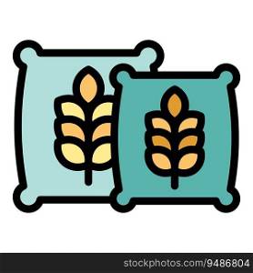 Wheat sack icon outline vector. Bag grain. Farm seed color flat. Wheat sack icon vector flat
