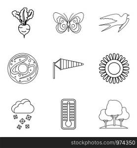 Wheat variety icons set. Outline set of 9 wheat variety vector icons for web isolated on white background. Wheat variety icons set, outline style