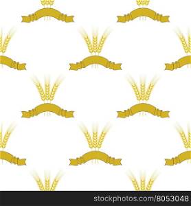 Wheats Ribbon Seamless Pattern. Beer Icons Isolated.. Wheats Ribbon Seamless Pattern