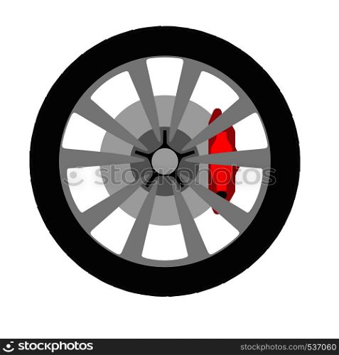 Wheel automobile transport equipment car sign. Flat vector repair icon