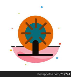 Wheel, Boat, Ship, Ship Abstract Flat Color Icon Template