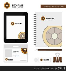 Wheel Business Logo, Tab App, Diary PVC Employee Card and USB Brand Stationary Package Design Vector Template