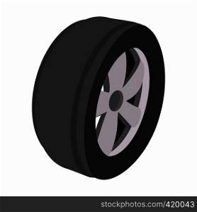 Wheel cartoon illustration. Single balck and grey symbol on a white background. Wheel cartoon illustration
