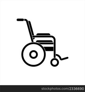 Wheel Chair Icon, Wheelchair, Patient, Differently Abled Person Chair Vehicle Vector Art Illustration