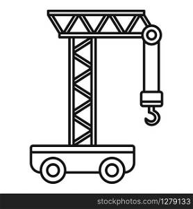 Wheel crane icon. Outline wheel crane vector icon for web design isolated on white background. Wheel crane icon, outline style