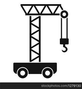 Wheel crane icon. Simple illustration of wheel crane vector icon for web design isolated on white background. Wheel crane icon, simple style