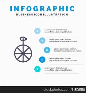 Wheel, Cycle, Circus Blue Infographics Template 5 Steps. Vector Line Icon template