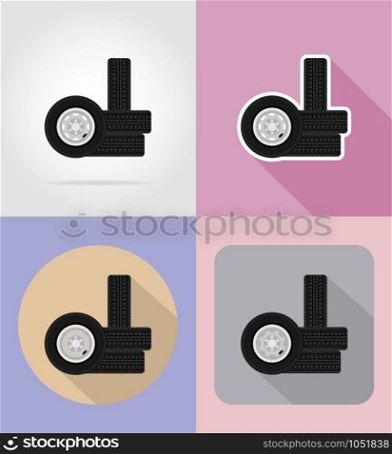 wheel for car flat icons vector illustration isolated on background