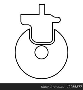 Wheel for furniture caster cart contour outline line icon black color vector illustration image thin flat style simple. Wheel for furniture caster cart contour outline line icon black color vector illustration image thin flat style