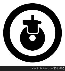 Wheel for furniture caster cart icon in circle round black color vector illustration image solid outline style simple. Wheel for furniture caster cart icon in circle round black color vector illustration image solid outline style