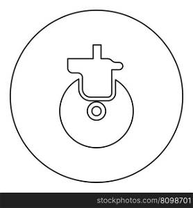 Wheel for furniture caster swivel icon in circle round black color vector illustration image outline contour line thin style simple. Wheel for furniture caster swivel icon in circle round black color vector illustration image outline contour line thin style