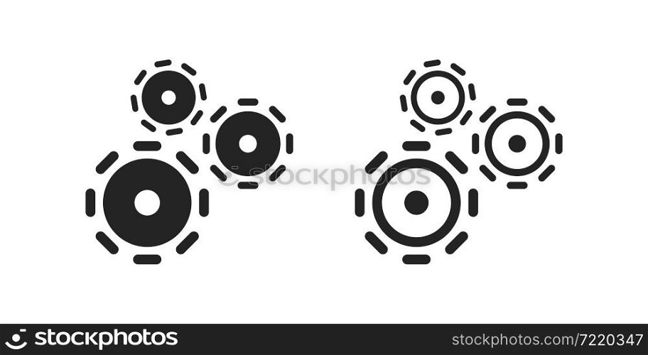 Wheel gear icon. Setting web symbol. Cogwheel sign, progress engine illustration in vector flat style.