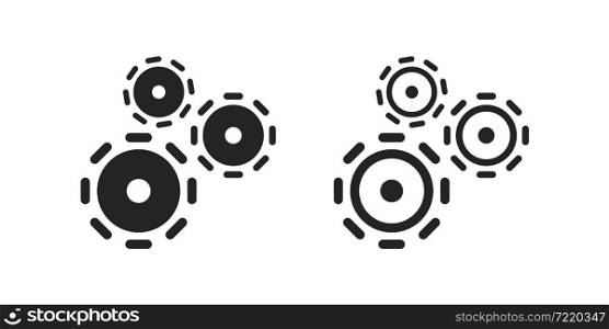 Wheel gear icon. Setting web symbol. Cogwheel sign, progress engine illustration in vector flat style.