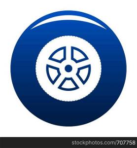Wheel icon vector blue circle isolated on white background . Wheel icon blue vector