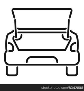 Wheel in car trunk icon outline vector. Open door. Family suitcase. Wheel in car trunk icon outline vector. Open door