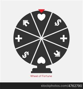 Wheel of Fortune, Lucky Icon with Money, Health, Home and Love Sign. Vector Illustration EPS10