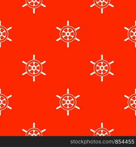 Wheel of ship pattern repeat seamless in orange color for any design. Vector geometric illustration. Wheel of ship pattern seamless