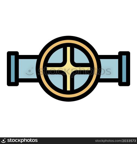 Wheel pipe tap icon. Outline wheel pipe tap vector icon color flat isolated. Wheel pipe tap icon color outline vector