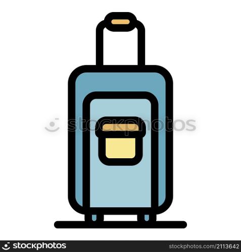 Wheel travel bag icon. Outline wheel travel bag vector icon color flat isolated. Wheel travel bag icon color outline vector