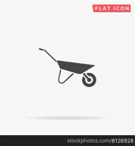 Wheelbarrow cart flat vector icon. Hand drawn style design illustrations.. Wheelbarrow cart flat vector icon