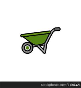 Wheelbarrow. Filled color icon. Gardening vector illustration
