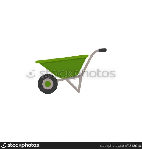 Wheelbarrow. Flat color icon. Isolated gardening vector illustration
