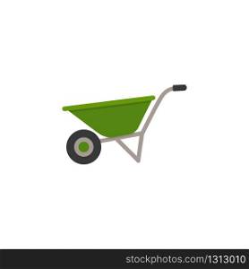 Wheelbarrow. Flat color icon. Isolated gardening vector illustration