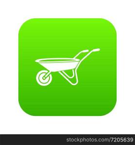 Wheelbarrow icon green vector isolated on white background. Wheelbarrow icon green vector