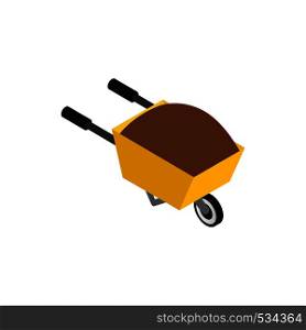 Wheelbarrow icon in isometric 3d style on a white background. Wheelbarrow icon, isometric 3d style