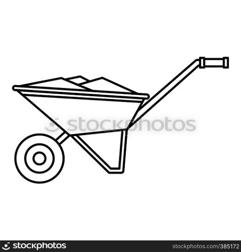 Wheelbarrow icon. Outline illustration of wheelbarrow vector icon for web design. Wheelbarrow icon, outline style